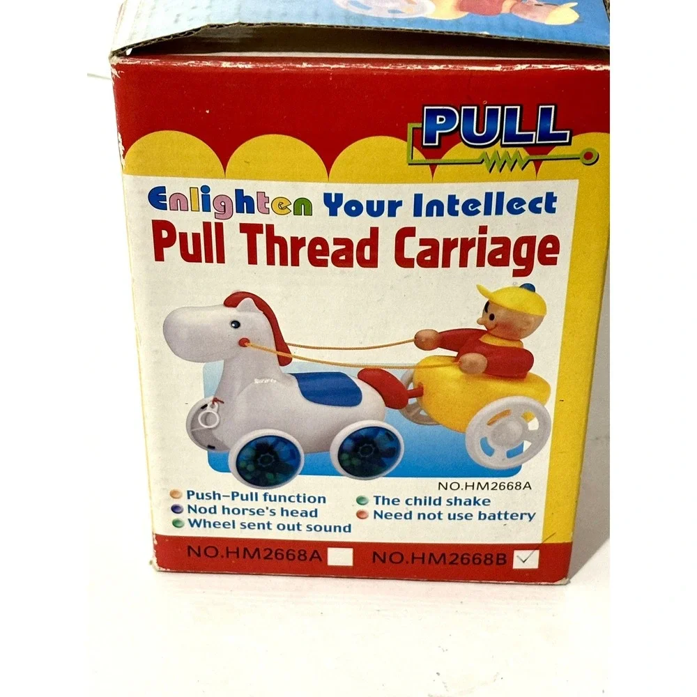 Vintage Pull Along Pony and Carriage Child's Play toy